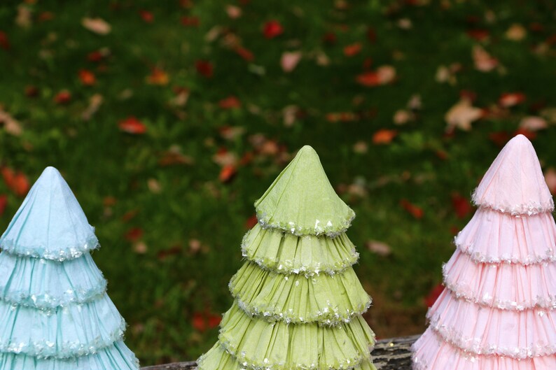 Crepe Paper Mache Trees Pink Christmas Tree Pink Paper Mache Etsy