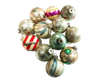 Retro Midcentury Ornament, Shiny Brite Ornament, West Germany Ornament Set of 12