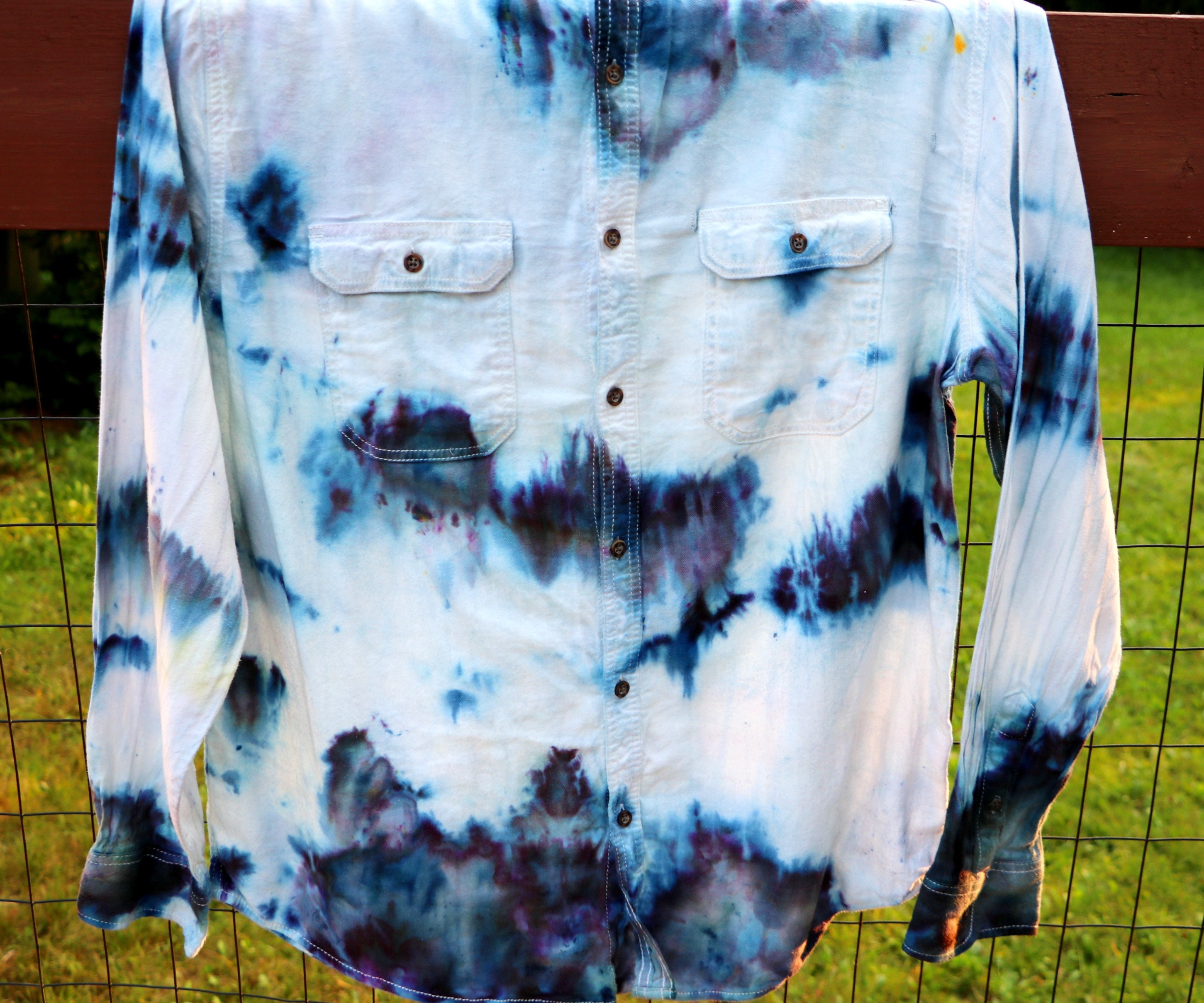 Tie Dye Bleached Flannel Shirt Distressed Tatted Purple | Etsy