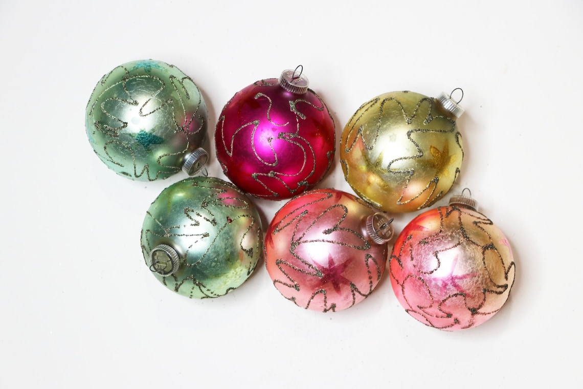 Vintage Lanissa Christmas Ornaments Stencil Glitter Christmas Etsy