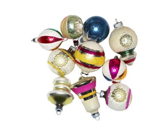 Vintage Shiny Brite Ornaments, Shiny Brite Unique Shape Ornaments, Vintage Mica Ornaments, Mercury Glass Ornaments, Frosted Glitter Ornament