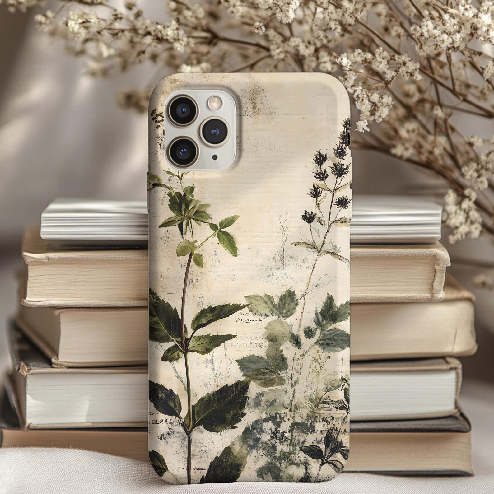Vintage Wildflower Phone Case: Botanical Floral Print, Dual Layer