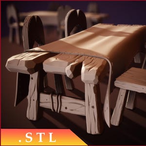 Fantasy Tavern Table and Chairs STL File: DnD RPG 3D Printing (Digital File)