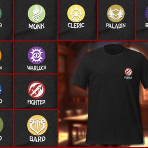 DnD Class Emblem Shirt | DnD Class Gift | DnD Clothes | Idea for Nerdy Boyfriend/Girlfriend | DnD Character Class Shirt | DnD Badge