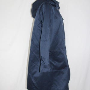 Pendleton Trench Coat Womens Large Long Lined Hooded Navy Knee Length Button up