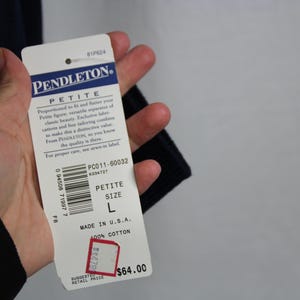 Pendleton Women's navy turtleneck sweater 100% cotton vintage NOS Size Large image 6