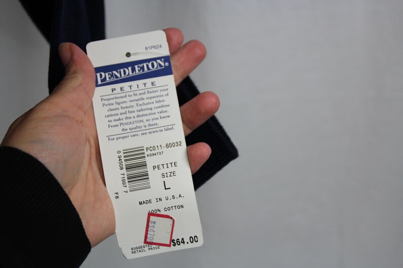 Pendleton Women's navy turtleneck sweater 100% cotton vintage NOS Size Large image 6