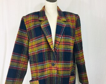 Vintage plaid blazer jacket shacket