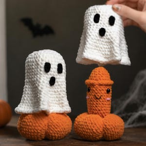 Gehäkelte Halloween-Geister-Kürbis-Deko, handgefertigte gruselige Halloween-Deko für Zuhause, Halloween-Überraschungs-Ornament, Halloween-Geschenk für Sie