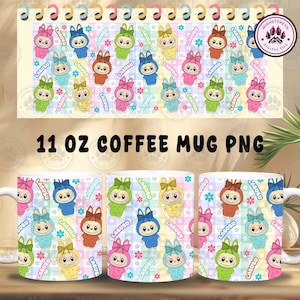 Cute Mental Health Png, Doll Pink Cartoon 11oz Mug Png, Cartoon 11oz Mug Wrap Design, Character Coffee Cup, Cartoon Kid , Instant Download