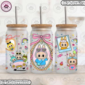 Monster Character 16 oz Libbey Glass Can Wrap Png, Trending Cartoon 16oz Glass Can Wrap Png, Cartoon 16 oz Glass Can Png, Instant Download