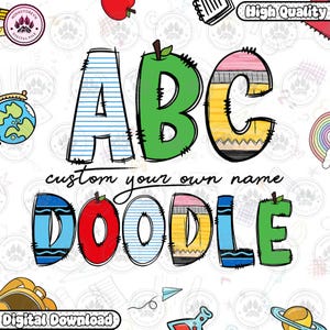 Pencil Hand Drawn Doodle Alpha Bundle, BUNDLE Back To School Doodle Letters Png, Alphabet Doodle Font, Back To School Png, Instant Download