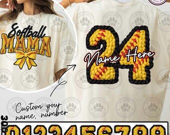 Personalized Softball Mom Faux Yarn Png, Retro Softball Mama Coquette Png, Softball Mama Png, Game Day Softball Bow, Instant Download