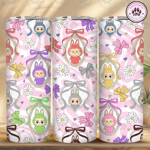Pink Doll Cartoon 20oz Skinny Tumbler Wrap Png, Cartoon 20oz Tumbler Wrap, Perfect Gift for Kids Png, Mirror Pink Cartoon, Instant Download