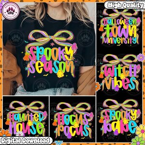 Spooky Season Png, Witch Ghost Pumpkin Png, Retro Neon Halloween Png Bundle, Vintage Halloween Quotes Shirt , Preppy Png, Instant Download
