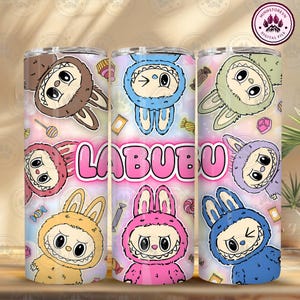 Trending Pink Cartoon Character 20oz Skinny Tumbler Wrap PNG, Cartoon 20oz Tumbler Wrap PNG, Gift for Kids, Funny Cartoon, Instant Download