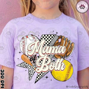 Softball Mom Png, Baseball & Softball Mama Png, Mama Of Both Png, Mama Of Both Shirt Design Png, Baseball Mom , Sport png, Instant Download