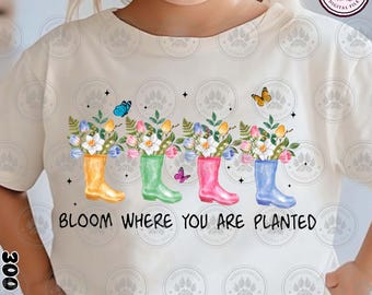 Garden Spring Flowers Png, Bloom Where You Are Planted Png, garden Boots Png, Hello Spring Png, Retro Flower Design Png, Instant Download