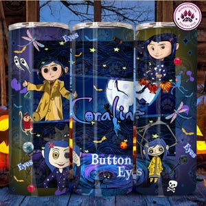 Halloween Character Straight Tumbler Design, Button Eyes Halloween Tumbler, Halloween Horror Movie 20oz Tumbler Design Png, Instant Download