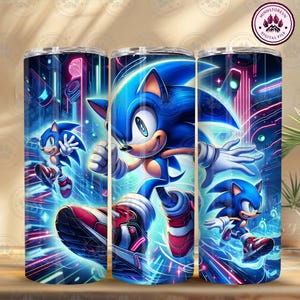 Hedgehog 20oz Gaming Skinny Tumbler Wrap Png, Superheroes Character Trio Tumbler, Speedster Tumbler, Hero Video Game Png, Instant Download