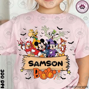 Topolino e amici dei cartoni animati personalizzati in formato PNG, Nome del topo di Halloween in formato PNG, Halloween personalizzato in formato PNG, Zucca autunnale, Aggiungi nome bambini, Download immediato