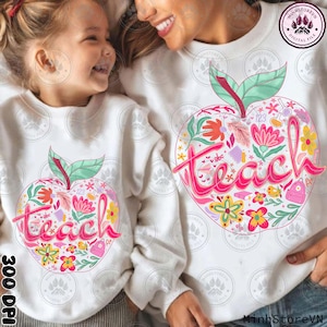 Boho Flower Teacher Png, Retro Boho Teach Png, Inspirational Back to School Png, Cute Teacher Png, Spring Wildflowers Png, Instant Download