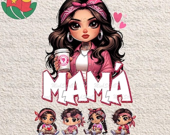 Mamá Chingona Chicana Personalizada Png, Chibi Latina Valentine Png, Mamá de San Valentín Personalizada Png, Feliz Día de San Valentín Png, San Valentín Rosa Png