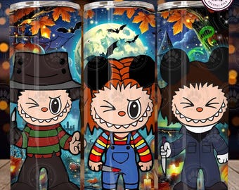 Cartoon Killers 20oz Tumbler Wrap, Funny Spooky Doll Cartoon 20oz Skinny Tumbler Wrap Png, Gift for Kids Png, Cartoon Png, Instant Download