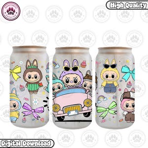 Pop 16 oz Libbey glasblik ontwerp png, cartoon 16 oz glasblik wrap, monster 16 oz glasblik png, beker wrap ontwerp, Instant Download
