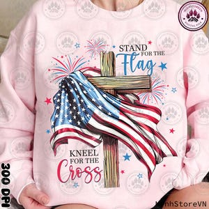 Christian 4th Of July Png, Faith Love Freedom, American Flag Cross Png, USA Fourth Of July Design Png, God Bless America, Instant Download