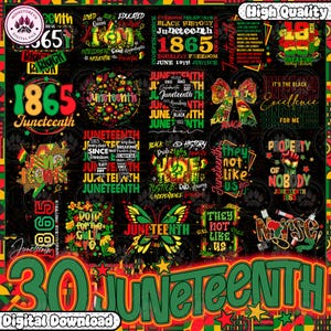 30 Juneteenth Freedom Shirt Design, They Not Like Us png-bundel, 1865 Afro-Amerika png, Juneteenth-kaart Black History Month, Instant Download