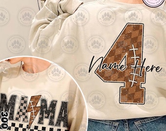 Custom Kids Name & Jersey Number Png, Custom Football Mama PNG, Preppy Football Shirt Design, Game Day PNG, Football Mama, Instant Download