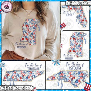 Bundle Amerika Blumenkarte Png, Amerika Karte Png, Bundesstaat Amerika Png, 4. Juli, Adrette Midwest State Karte, Karte Pinselstrich, sofortiger Download