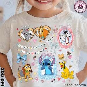 Cartoon Squad Png, Life is Better with Dogs Coquette Magical Mirror Png, Friendship Png, Mouse Snacking, Cartoon Dogs Png, Instant Download