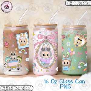 Cartoon 16oz Glass Can Wrap, Cartoon 16 oz Glass Can Png, 16 oz Libbey Glass Can Wrap, 16 oz Tumbler Wrap Png Design, Instant Download