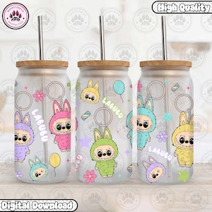 Cartoon Doll 16oz Glass Can Wrap Png, Pink Cartoon Keyring 16 oz Glass Can Png, Pink Doll 16 oz Libbey Glass Can Wrap Png, Instant Download