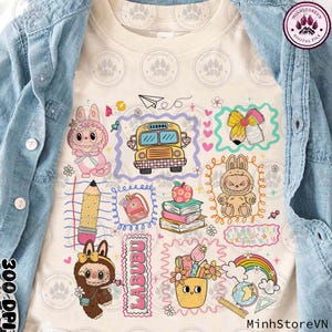 Cartoon Doll Grade Png, Back To School 1st/2nd/3rd Grade Png, Retro School Designs Png, Cute Monster Doll Toy Teacher Png, Instant Download