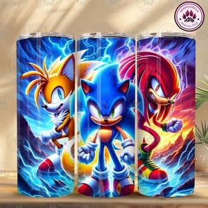 Superheroes Character Trio Tumbler Png, Three Hedgehog Characters 20Oz, Speedster Tumbler, Hedgehog Png Wrap, Hero Game, Instant Download