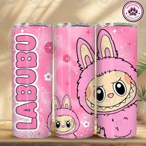 Funny Cartoon Character 20oz Skinny Tumbler Wrap PNG, Trending Pink Cartoon Character Design, Perfect Gift for Kids Png, Instant Download