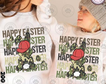 Camo Bunny Png, Boy Easter Bunny PNG, Egg Hunter Bunny Png, Boy Bunny With Hat Png, Retro Easter Png, Happy Boy Easter Png, Instant Download