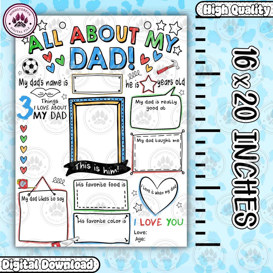 Dad Questionnaire Png, All About My Dad Printable Png, Fathers Day Card ...