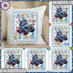 Bundle Blue Monster School Png, Ready To Crush Kindergarten Png, Gift For Kid School Png, Back To School Png, Bruh We Back, Instant Download