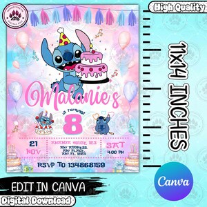Blue Monster Birthday Party Invitation Template, Cartoon Movie Bday Canva Template, Editable Cartoon Bday Canva Design, Instant Download