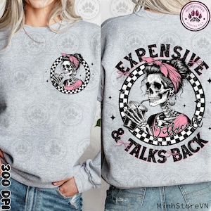 Expensive Difficult And Talks Back PNG, Front And Back Png, Coquette Mom Skeleton PNG, Funny Saying Png, Mother’s Day Png, Instant Download