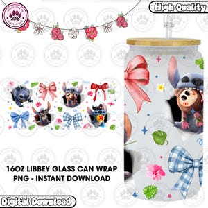 Cartoon 16 oz Glass Can Png, Blue Monster Character 16oz Glass Can Wrap, Movie Libbey Glass Can Wrap, 16 oz Tumbler Wrap, Instant Download