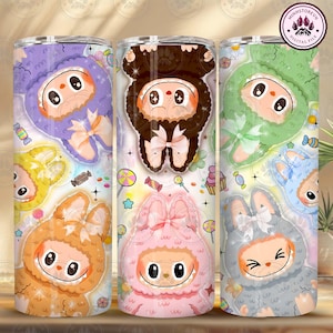 Trending Pink Cartoon Character 20oz Skinny Tumbler Wrap Png, Funny Cartoon Character Wrap Design Png, Gift for Kids Png, Instant Download