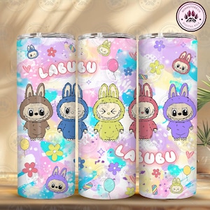 Doll Cartoon 20oz Skinny Tumbler Wrap Png, Cartoon 20oz Tumbler Wrap, Perfect Gift for Kids Png, Pink Cartoon Character, Instant Download