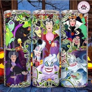 Villains Cartoon Halloween Skinny Tumbler Designs Png, Halloween Cartoon Tumbler Wrap Png, Movie Squad Girls 20oz Tumbler, Instant Download