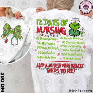 Green Mean Guy Nurse PNG, Coquette Christmas Nurse Design, Cute Holiday Movie PNG, Funny Nurse Christmas Gift Idea,, Instant Download