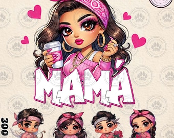 Mamá Chingona personalizada para San Valentín (PNG), Regalo para mamá con nombre para niños (PNG), Madre latina chibi (PNG), Feliz día de San Valentín (PNG), Descarga instantánea